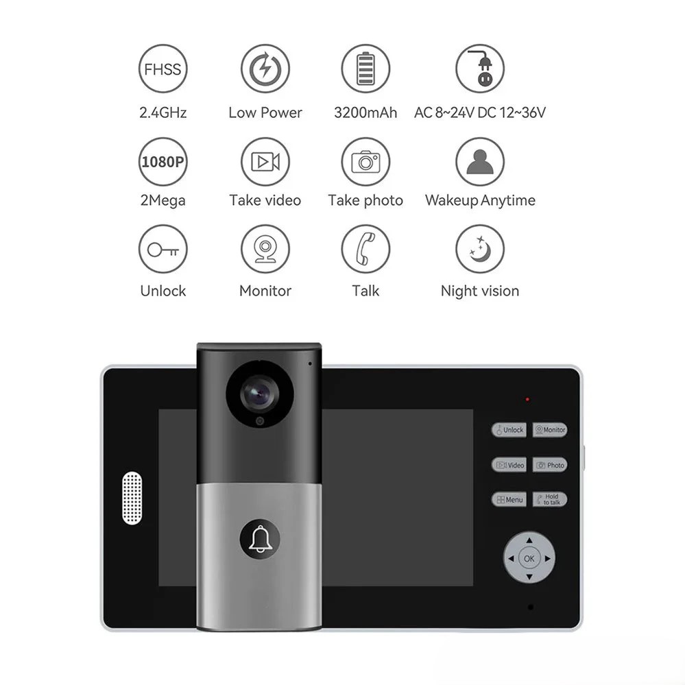 Basec BAS93DP Wireless Video Door Phone For Homes and Offices