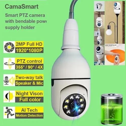 Auto rotate Mini HD Ptz Wi-Fi Bulb Camera