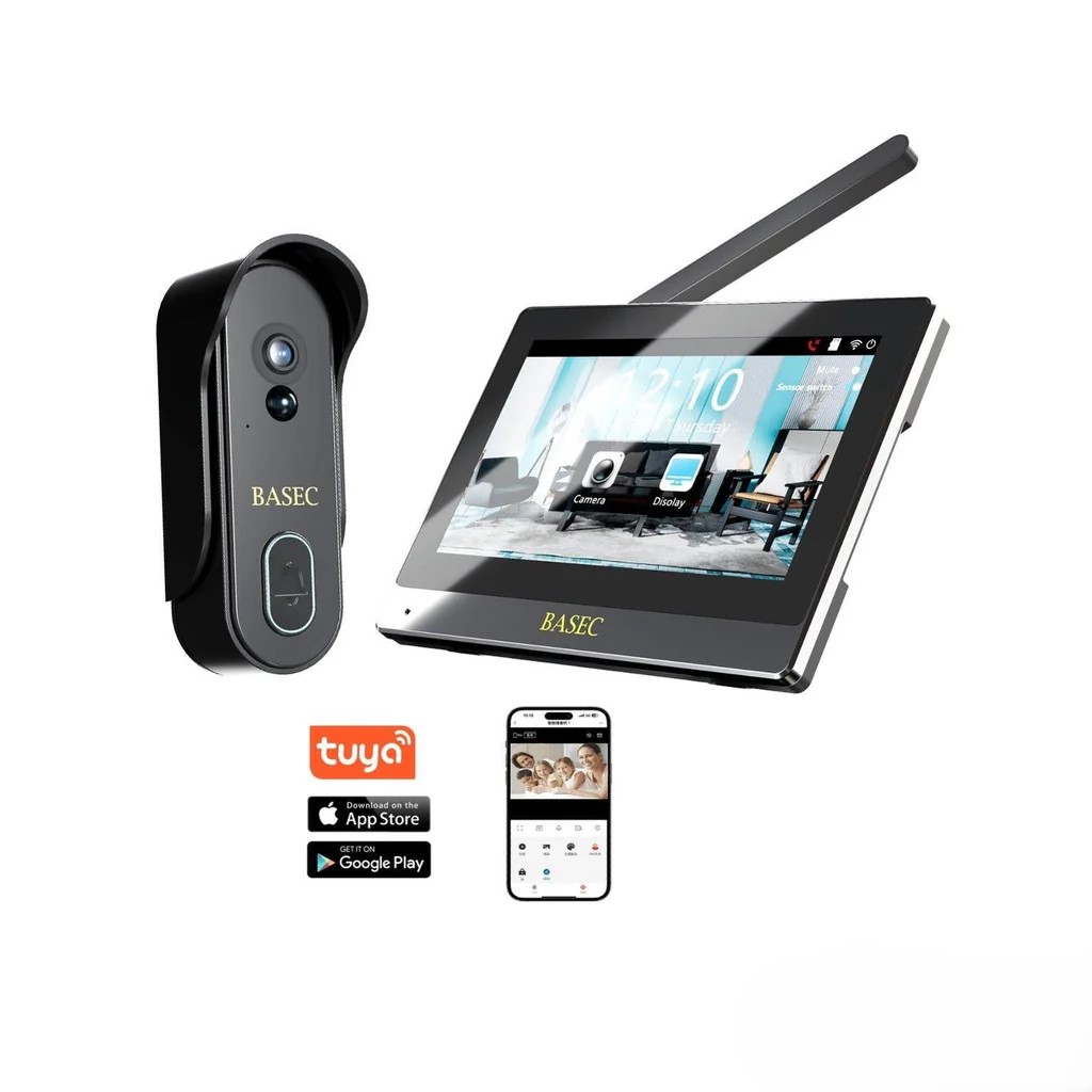 Basec BAS92DP Wireless Tuya Door Phone + APP – HD Camera, Two-Way Audio and Motion Detection